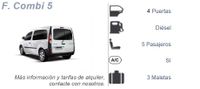 Alquiler furgoneta mixta 5 plazas.